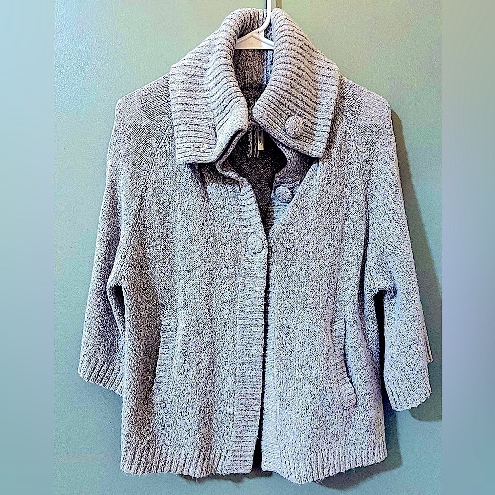 M.Rena wool/cotton blend grey cardigan size large